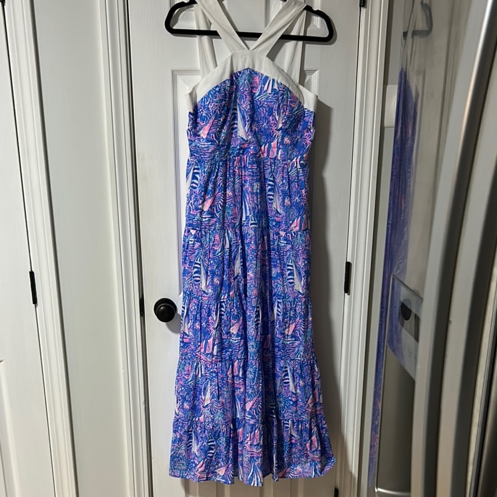 Lilly Pulitzer Blue and Pink Maxi Dress